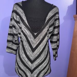 Long Striped V-Neck Sweater